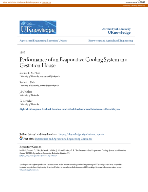 (PDF) Performance of an Evaporative Cooling System in a Gestation House