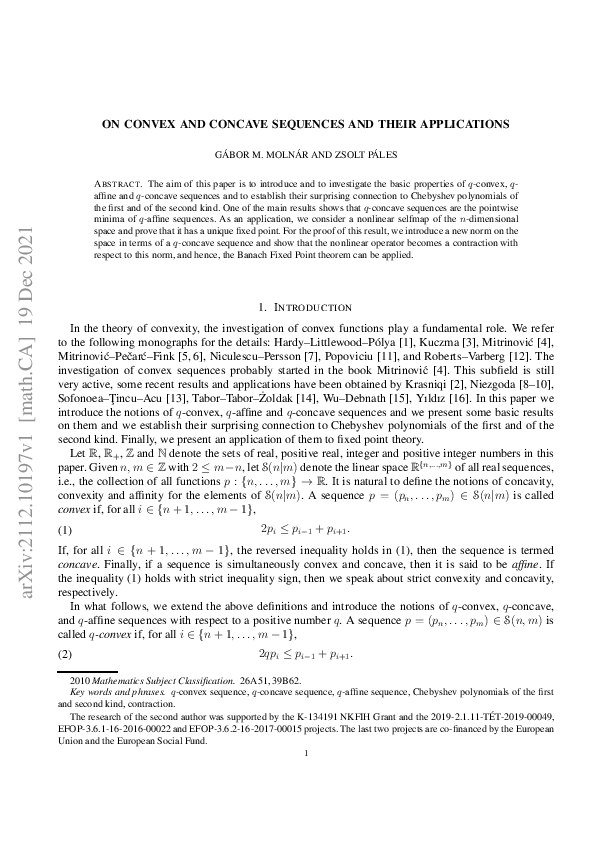  pdf on convex and concave sequences and their applications