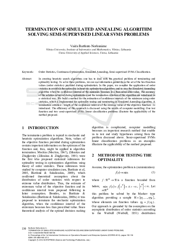 (PDF) Termination of Simulated Annealing Algorithm Solving Semi ...