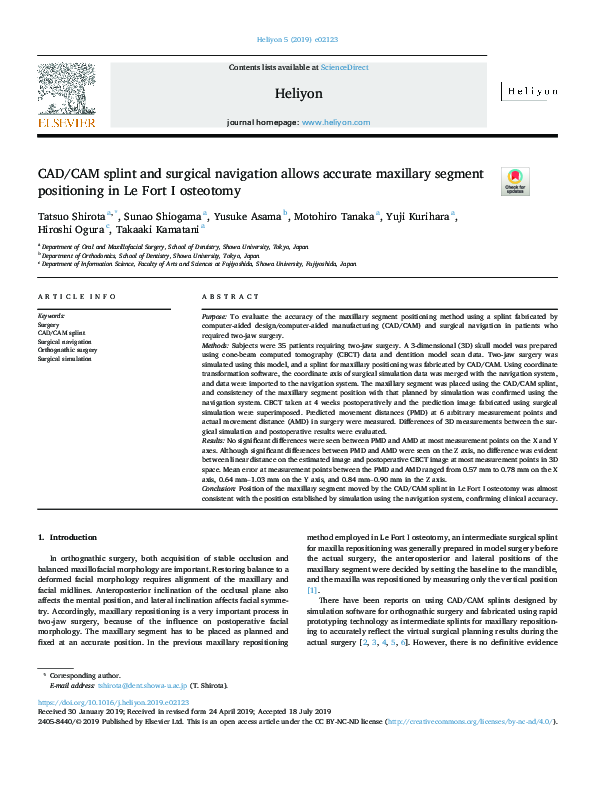 (PDF) CAD/CAM splint and surgical navigation allows accurate maxillary ...