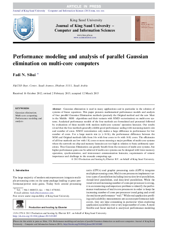 (PDF) Performance Modeling and Analysis of Parallel Out-of-Core Matrix ...