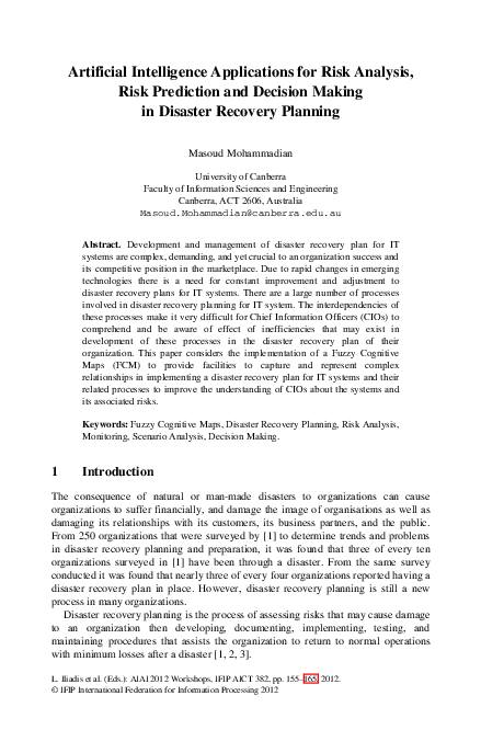 (PDF) Artificial Intelligence Applications for Risk Analysis, Risk ...