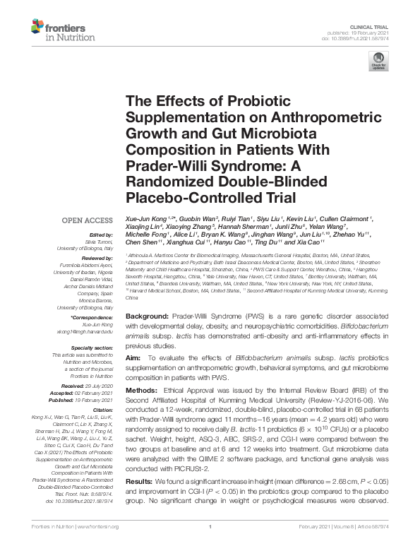 (PDF) The Effects of Probiotic Supplementation on Anthropometric Growth ...