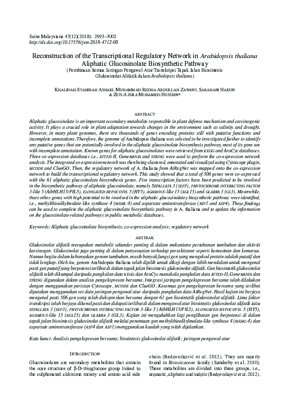 (PDF) Reconstruction of the Transcriptional Regulatory Network in ...