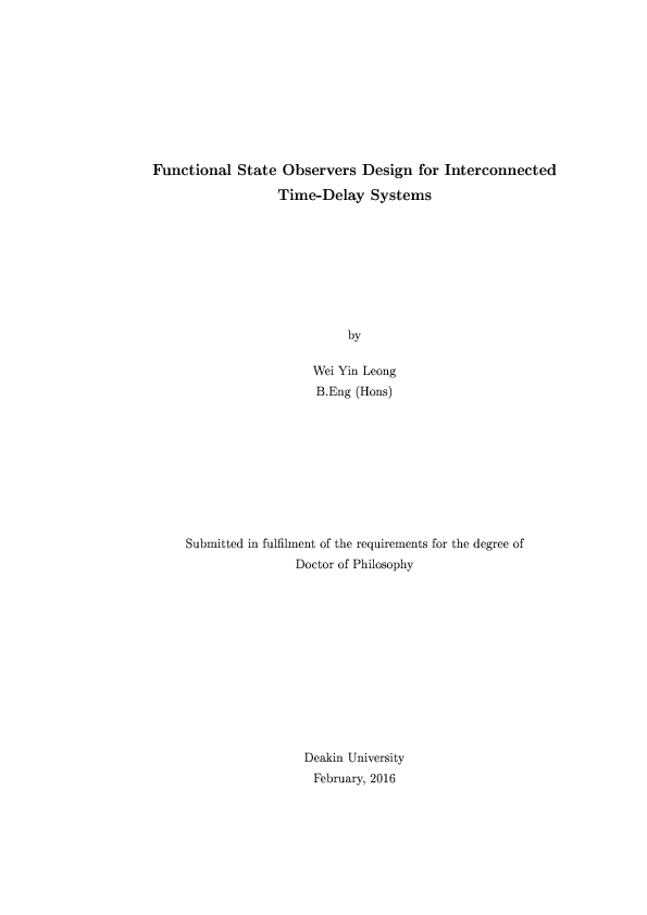 (PDF) Design of distributed functional observers for interconnected ...