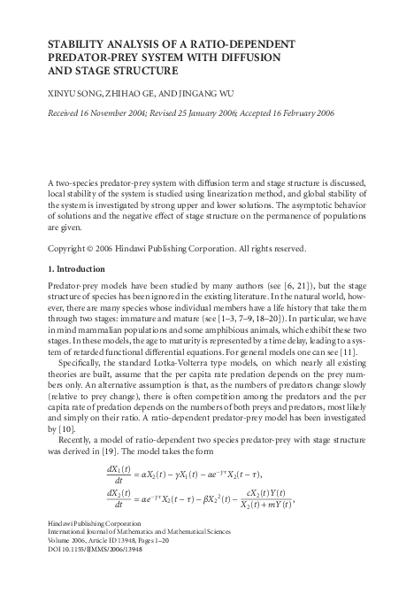 (PDF) Stability analysis of a ratio-dependent predator-prey system with ...
