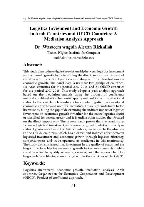 (PDF) Logistics Investment and Economic Growth in Arab Countries and ...