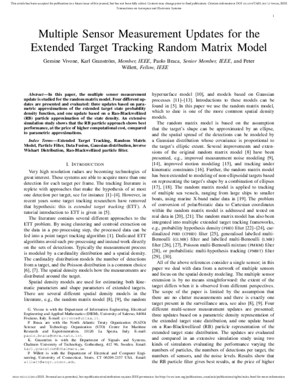 (PDF) Multiple Sensor Measurement Updates for the Extended Target ...