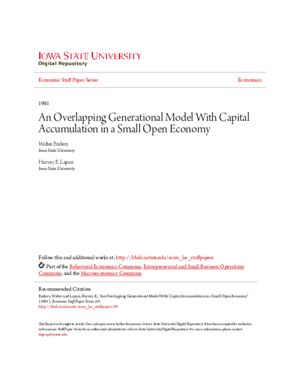 (PDF) An Overlapping Generational Model With Capital Accumulation in a ...