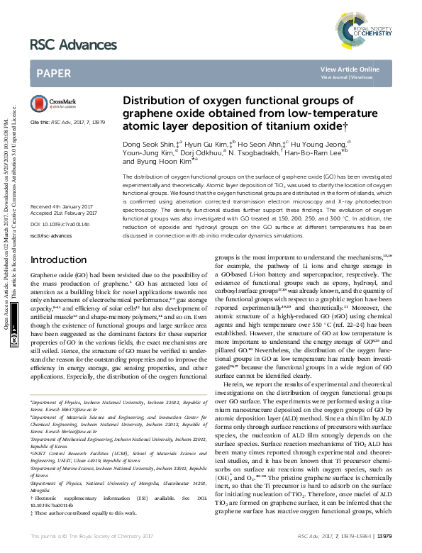 (PDF) Distribution of oxygen functional groups of graphene oxide ...