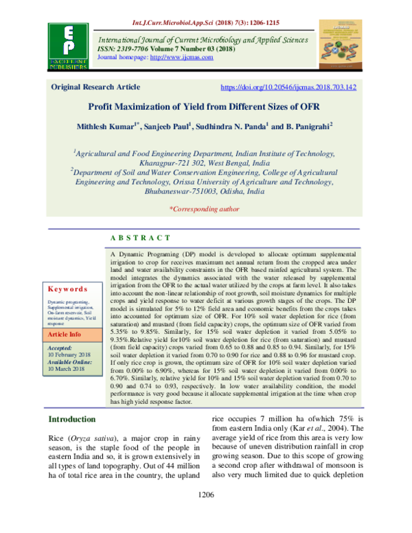 (PDF) Profit Maximization of Yield from Different Sizes of OFR