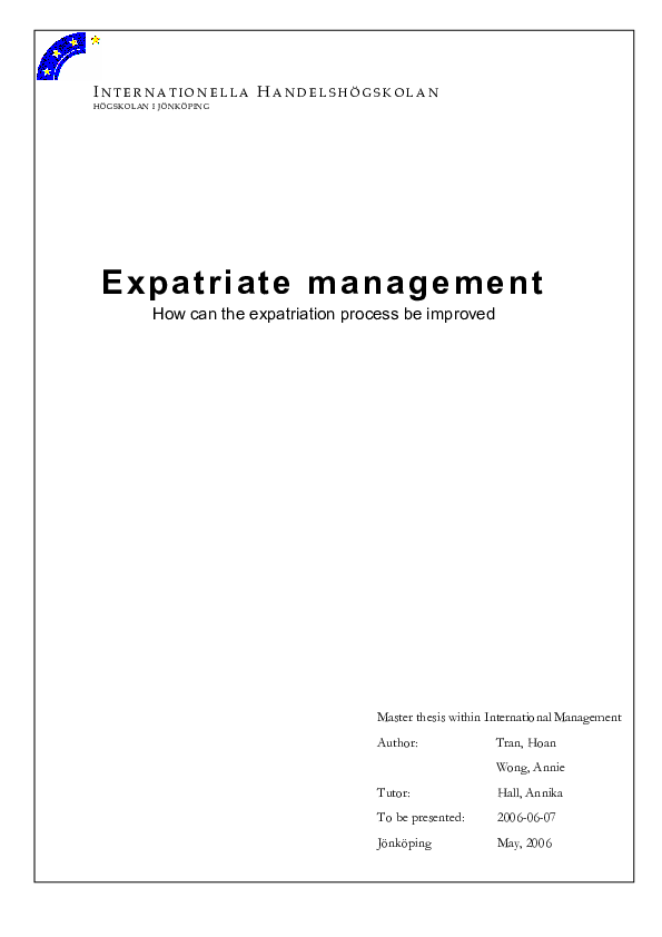 (PDF) Expatriate Management: How can the expatriation process be improved
