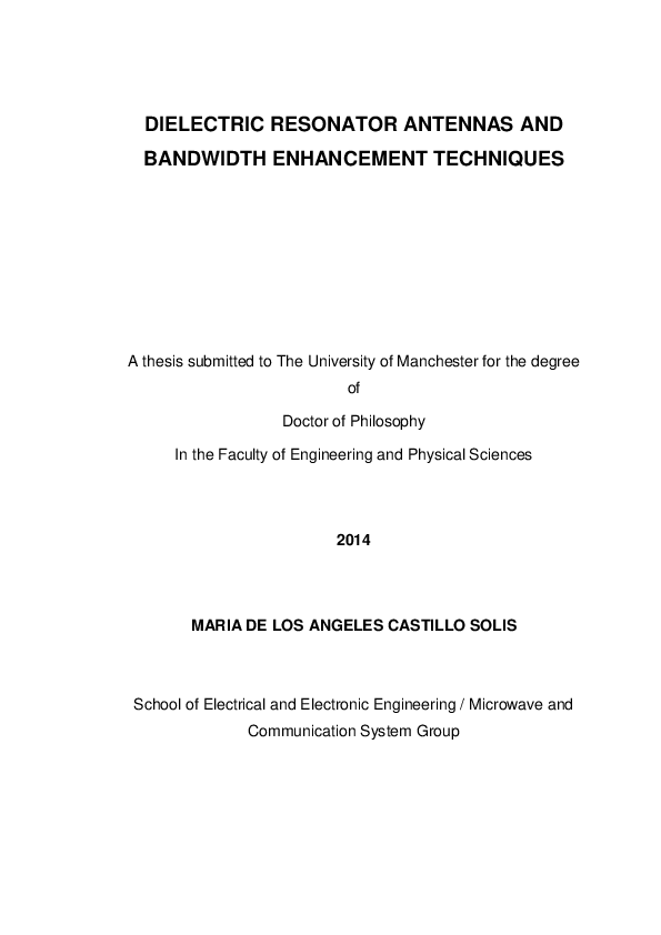 (PDF) Dielectric resonator antennas and bandwidth enhancement techniques