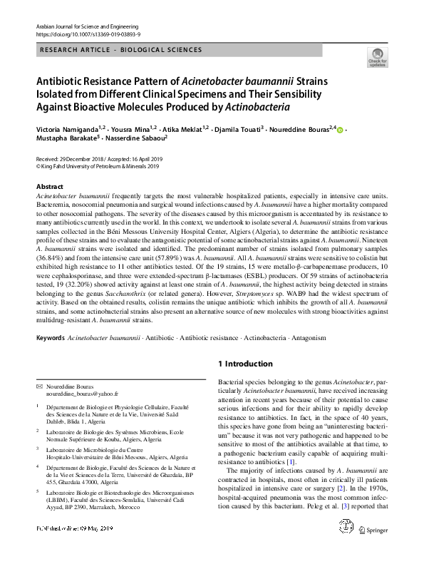 (PDF) Antibiotic Resistance Pattern of Acinetobacter spp. Strains ...