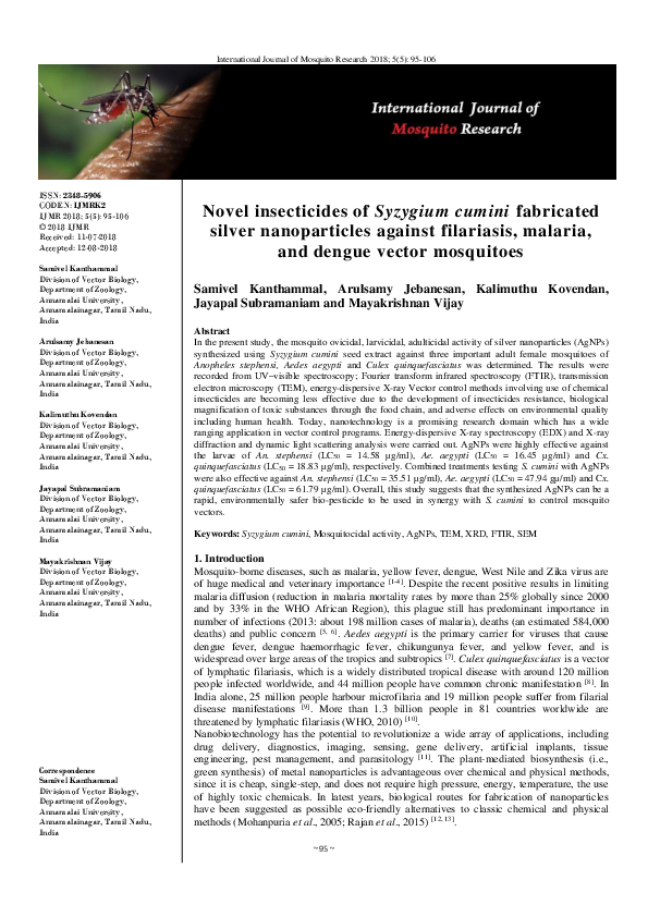 (PDF) Novel insecticides of Syzygium cumini fabricated silver ...