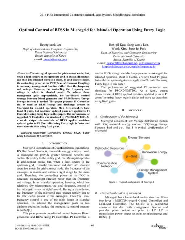 (PDF) Optimal Control of BESS in Microgrid for Islanded Operation Using ...