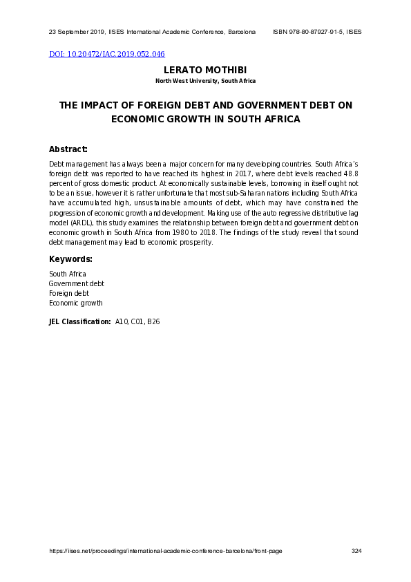 (PDF) The Impact of Foreign Debt and Government Debt on Economic Growth ...