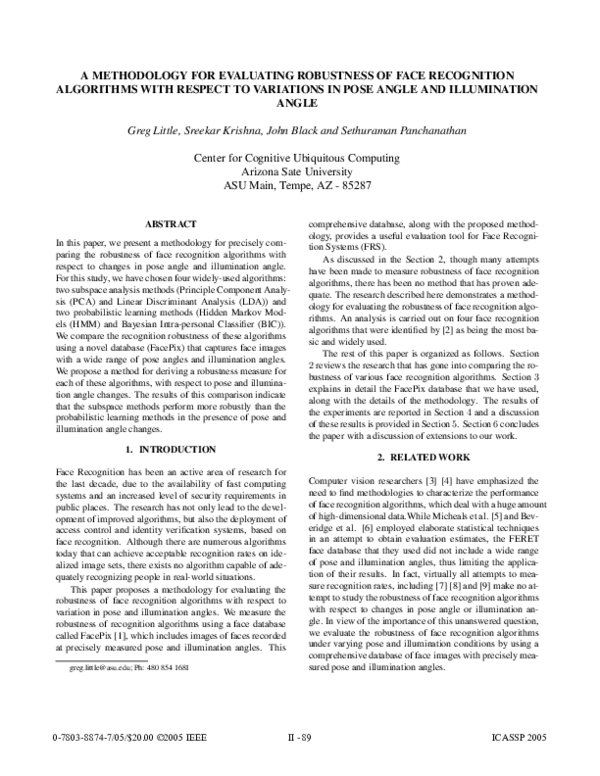 (PDF) A Methodology for Evaluating Robustness of Face Recognition ...