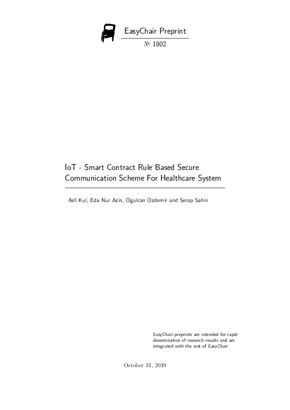(PDF) IoT - Smart Contract Rule Based Secure Communication Scheme For ...