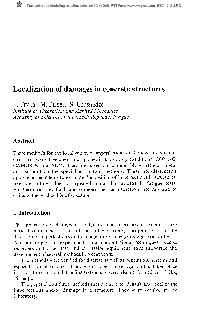 (PDF) Localization of damages in concrete structures