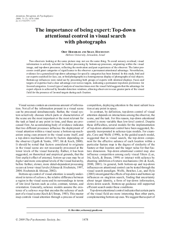 (PDF) The importance of being expert Topdown attentional control in