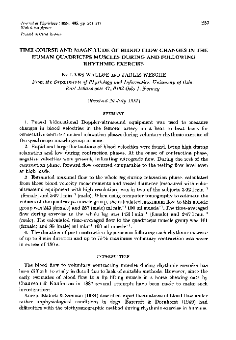 (PDF) Time course and magnitude of blood flow changes in the human ...