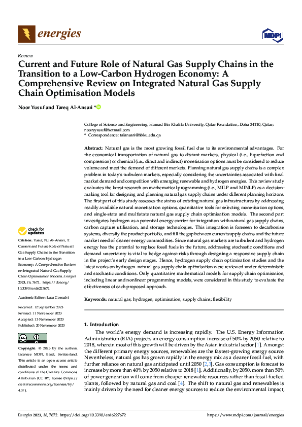 (PDF) Current and Future Role of Natural Gas Supply Chains in the ...