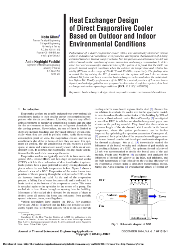 (PDF) Heat Exchanger Design of Direct Evaporative Cooler Based on ...