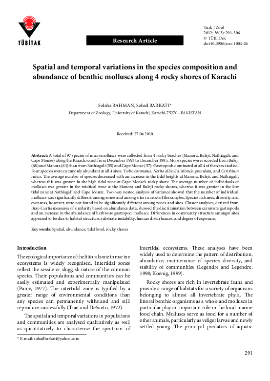 (PDF) Spatial and temporal variations in the species composition and ...