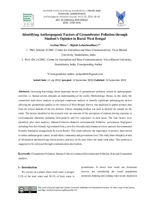 (PDF) Arsenic pollution in groundwater of West Bengal, India: Where we ...