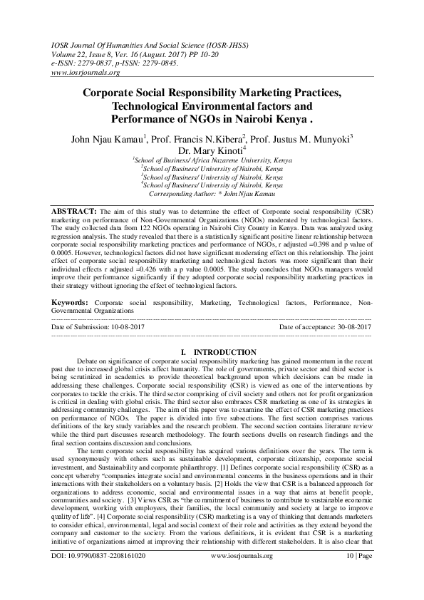 (PDF) Corporate Social Responsibility Marketing Practices ...