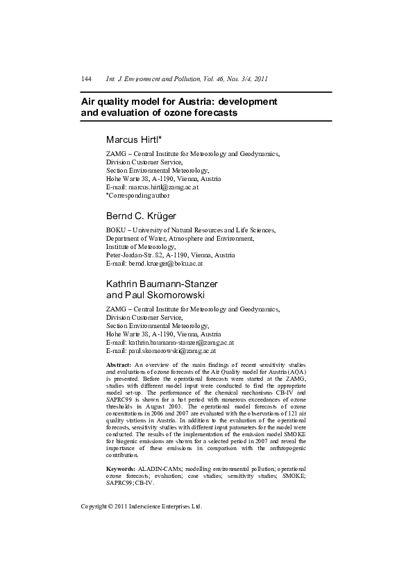 (PDF) Air quality model for Austria: development and evaluation of ...