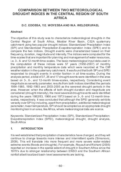 (PDF) Comparison between two meteorological drought indices in the ...