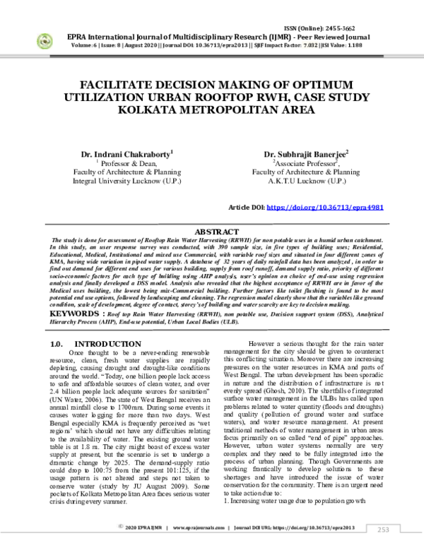 (PDF) Facilitate Decision Making of Optimum Utilization Urban Rooftop ...