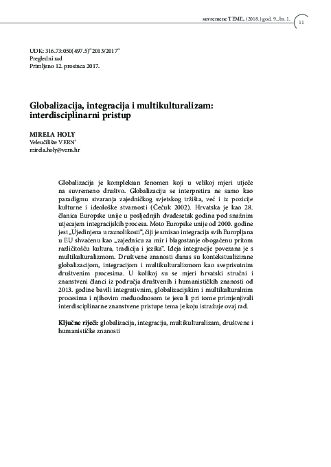 (PDF) Globalizacija, integracija i multikulturalizam ...