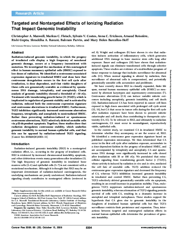 (PDF) Targeted and non-targeted effects of ionizing radiation
