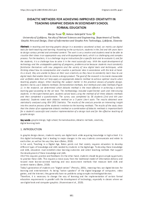 (PDF) Didactic methods for achieving improved creativity in teaching ...