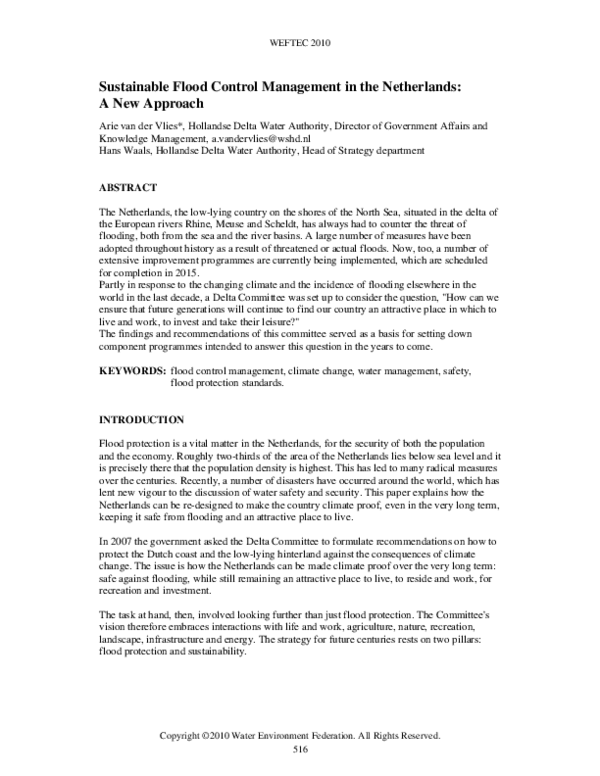 (PDF) Sustainable Flood Control Management in the Netherlands: A New ...