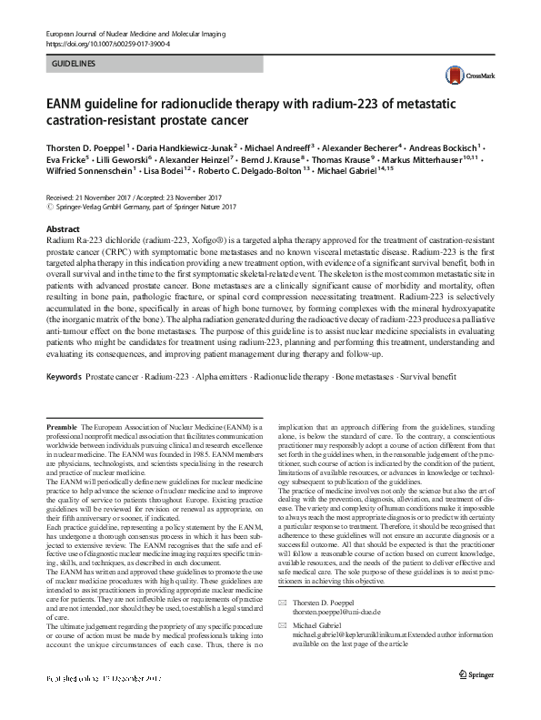 (PDF) EANM guideline for radionuclide therapy with radium-223 of ...