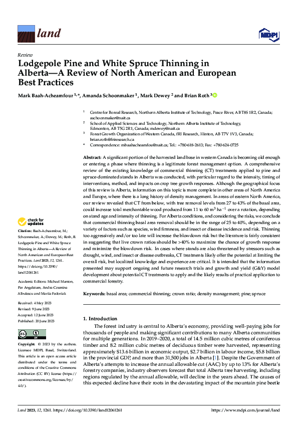 (PDF) Lodgepole Pine and White Spruce Thinning in Alberta―a Review of ...
