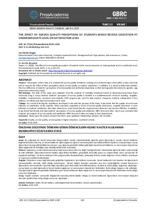 (PDF) The effect of service quality perceptions of students which ...