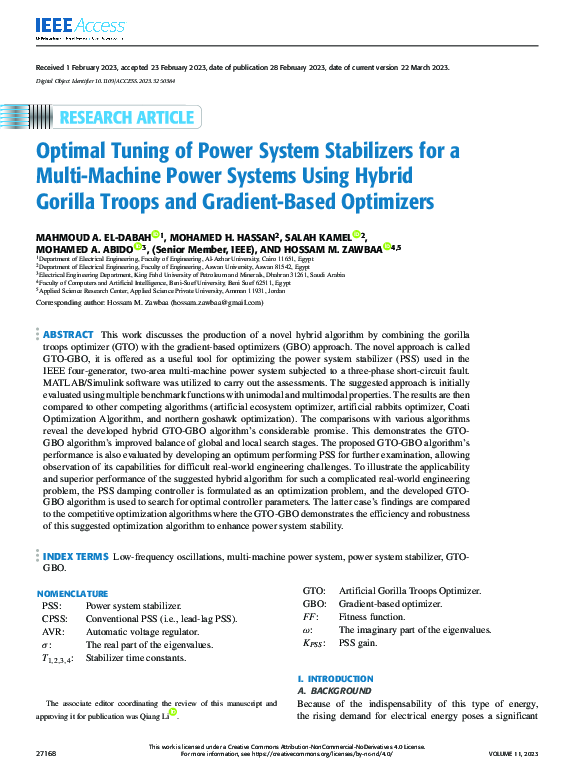 (PDF) Optimal Tuning of Power System Stabilizers for a Multi-Machine ...