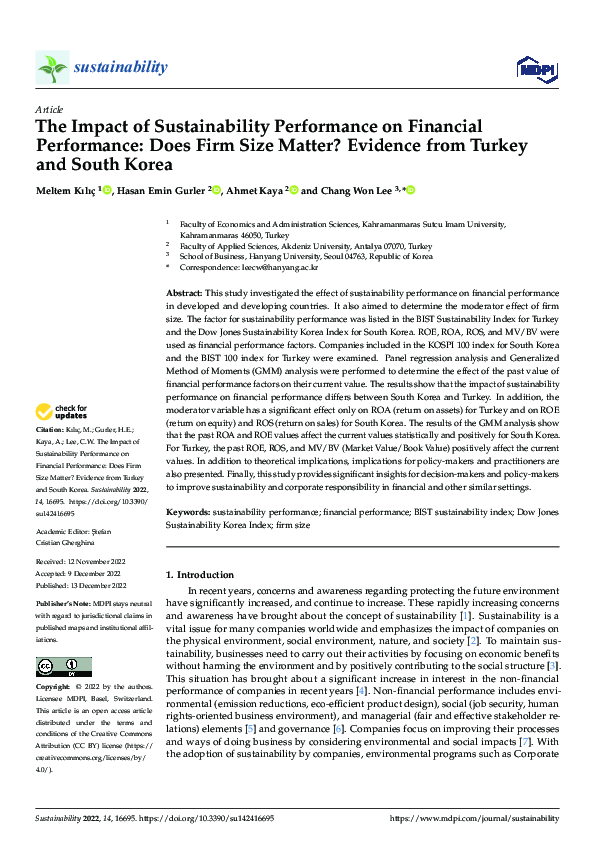 (PDF) The Impact of Sustainability Performance on Financial Performance ...