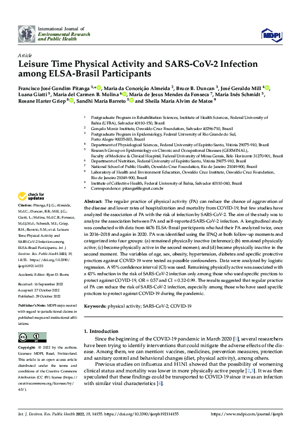 (PDF) Leisure Time Physical Activity and SARS-CoV-2 Infection among ...