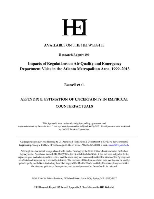 (PDF) Impacts of Regulations on Air Quality and Emergency Department ...