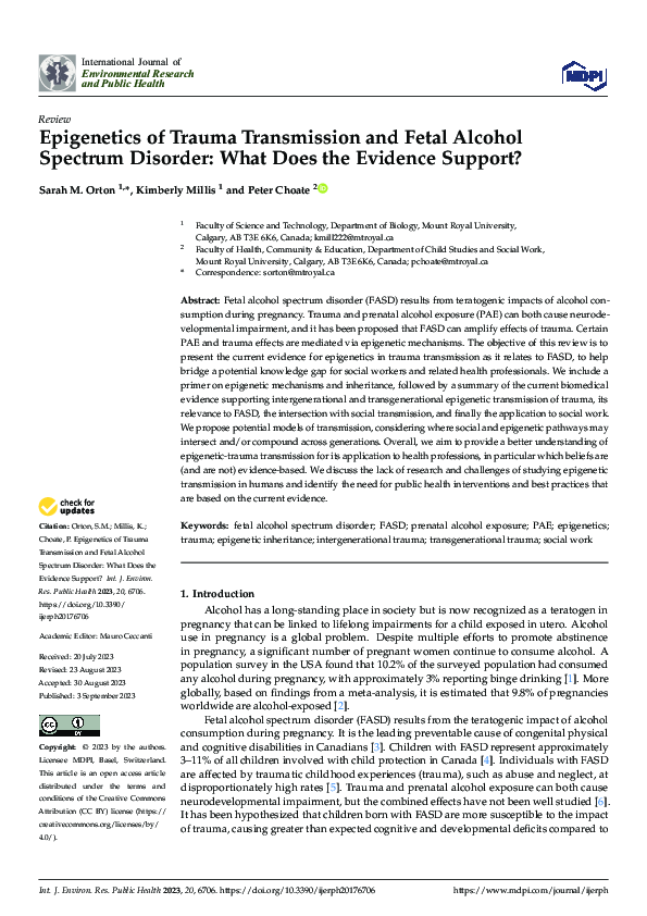 (PDF) Epigenetics of Trauma Transmission and Fetal Alcohol Spectrum ...
