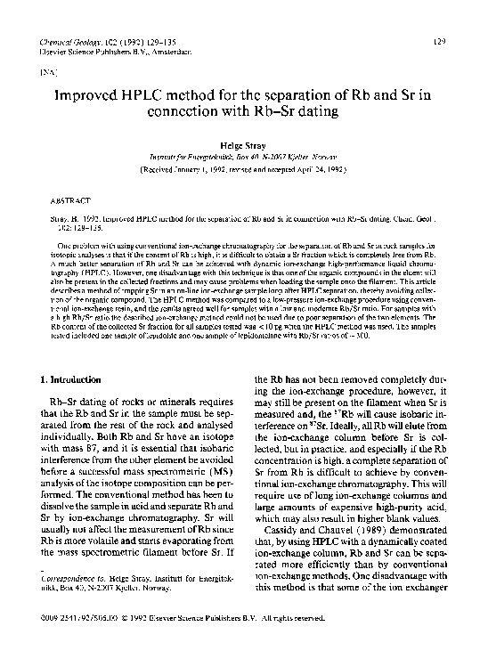 (PDF) Improved HPLC method for the separation of Rb and Sr in ...