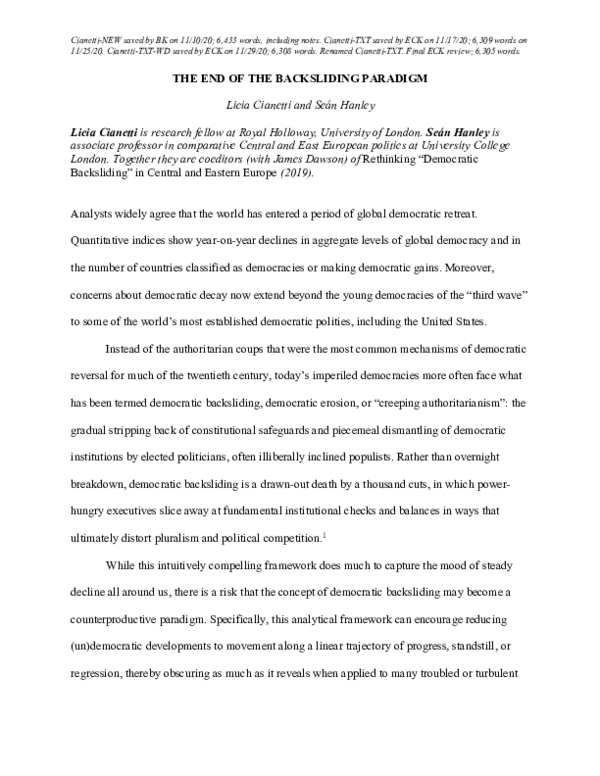 (PDF) The End of the Backsliding Paradigm
