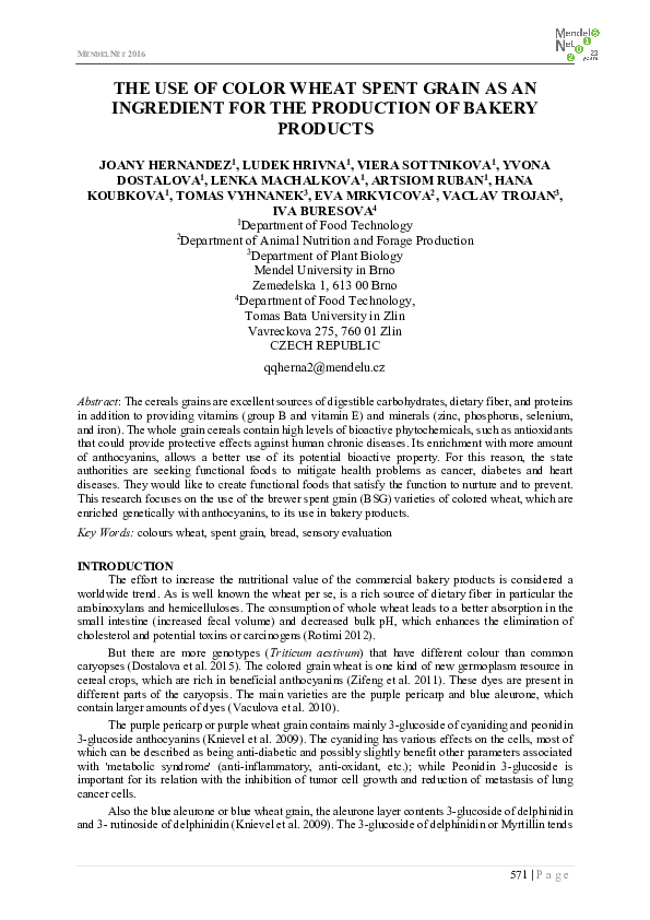 (PDF) The Use of Color Wheat Spent Grain as an Ingredient for the ...
