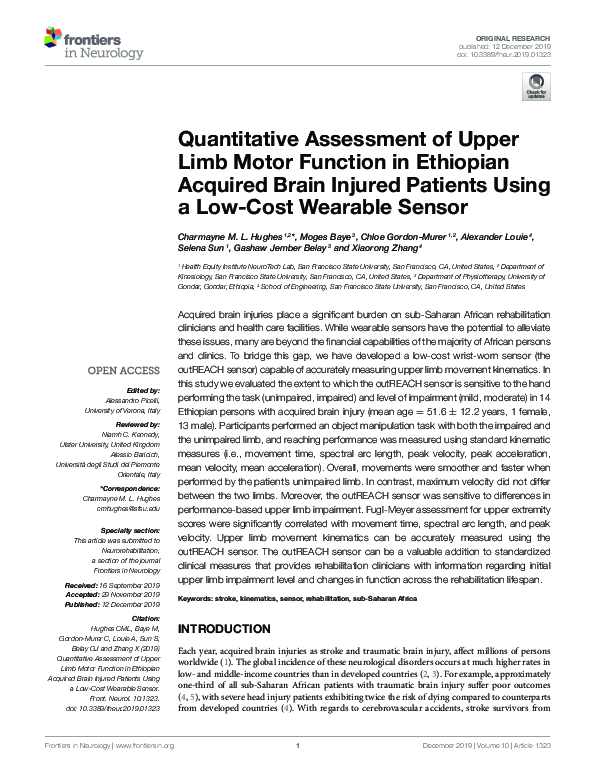 (PDF) Quantitative Assessment of Upper Limb Motor Function in Ethiopian ...